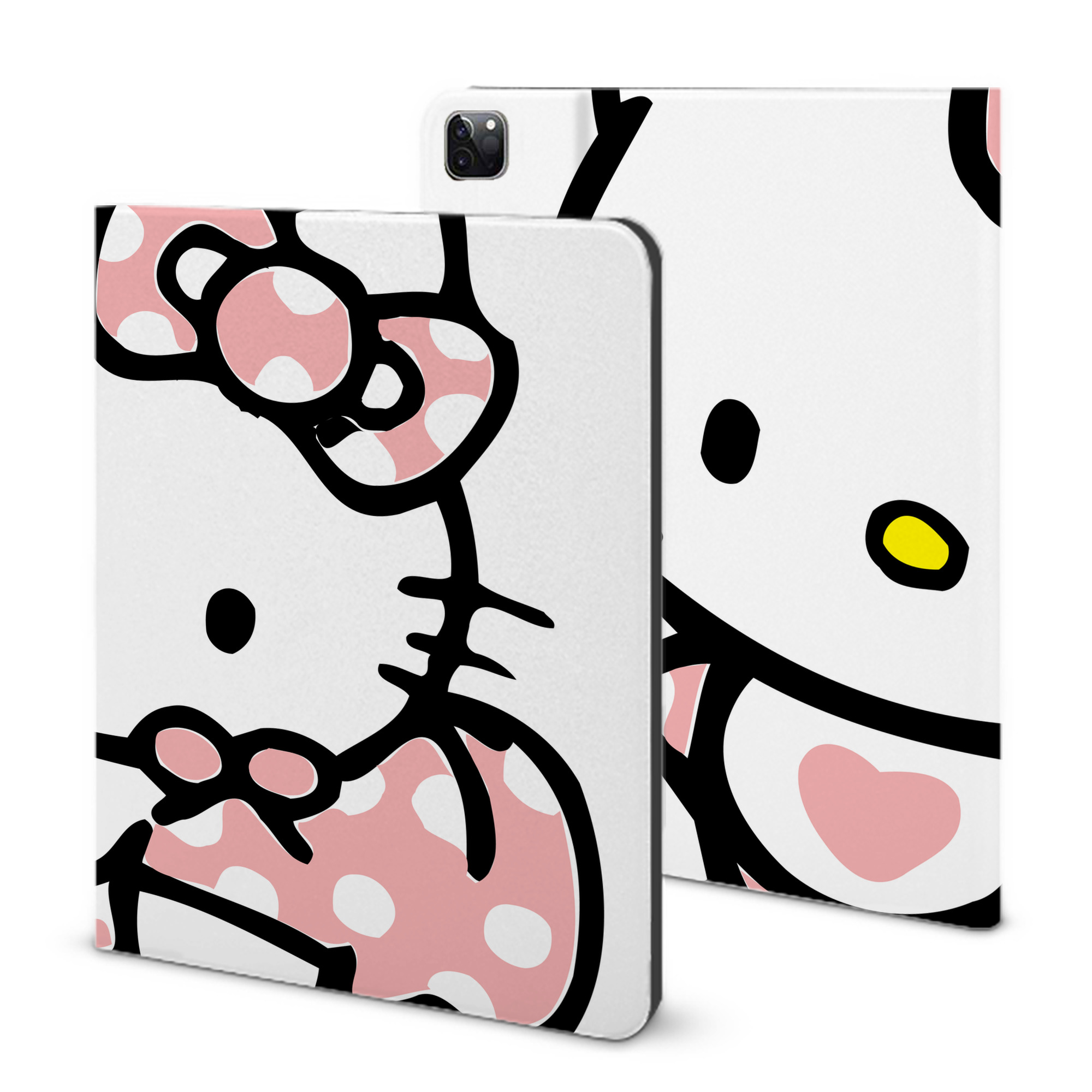 （画像用） Hello Kitty ハローキティ IPad ケース ブック型 PUレザー TPU 耐衝撃 軽量 薄型 ペン収納なし 全面保護 IPad 各モデル対応